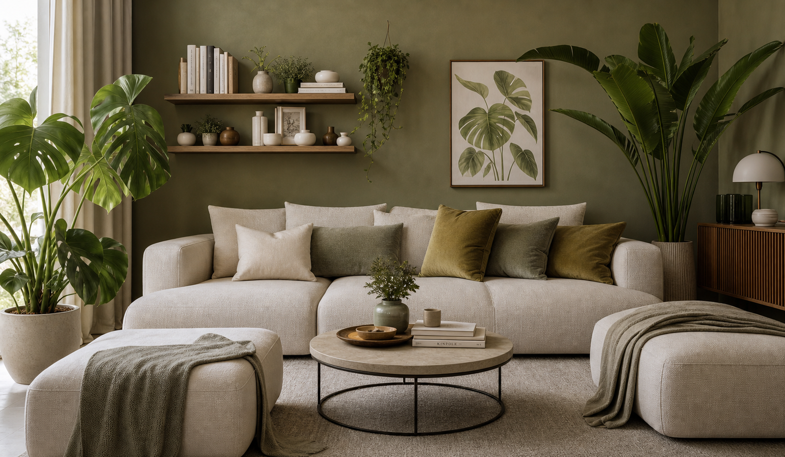 Warm modern living room interior